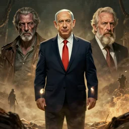 benjamin netanyahu as an lsd god, cinematic composition by wayne barlowe and bruce pennington and donato giancola, otherworldly