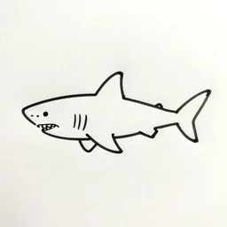 simple line art drawing of a shark, very simple
