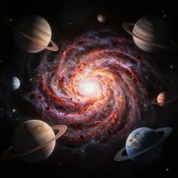professional digital art of a supernova surrounded by planets in the style of kurzgesagt studio, hd