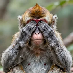 an embarrassed sweet monkey covering both eyes with his hands 🙈