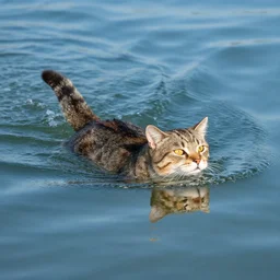cat swimming in the ocean