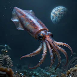 hyperdetailed photo of giant squid squeezing a unknown planet 8 k extremely detailed hd hyperrealism movie studio fx creepy
