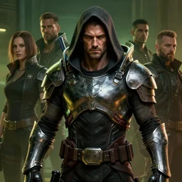 cyberpunk 2 0 7 7, charismatic rugged male battle kelsey grammer - mage portrait, clothed in hooded, metal - plated battle armor atmospheric lighting painted intricate volumetric lighting, beautiful, sharp focus, ultra detailed by leesha hannigan, ross tran, thierry doizon, kai carpenter, ignacio fernandez rios
