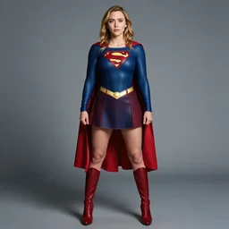 professional full length photograph of elizabeth olsen as supergirl.  Extremely detailed. 8k