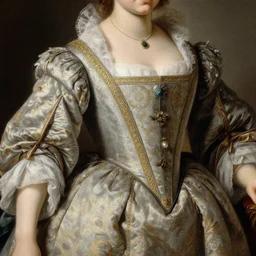 Detailed Baroque painting of Zarya from overwatch as an elegant noblewoman, brocade dress, hyperrealistic, hyperdetailed, intricate, soft lighting, big and strong |