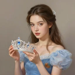 princess holding her tiara, digital art, digital painting, ultra realistic, portrait, smooth, highly detailed