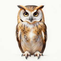 realistic portrait beautiful painting of malaysia owl, moon pupil. full body, fine art, trending on artstation, smooth draw, sharp focus, digital art, bright colors, fine draw, perfect lighting, high render, high resolution.