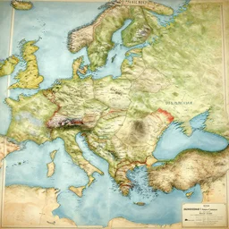 a vintage map of yugoslavia, by jason de graaf, pedro campos and denis peterson. intricate, hd, 4 k, realism, hyperrealistic painting, appgamekit, art of illusion, artrift, cryengine, finalrender, rendered in blender, shadow depth, sketchfab, sketchlab, substance designer, vray, unreal engine
