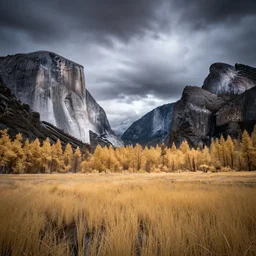 award winning landscape photography of yosemite national par by andy lee, beautiful light, moody, long exposure, high contrast, infrared photography, ir filter, dramatic lighting, clouds, rule of thirds, golden ratio