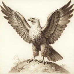 half human half eagle creature with beak, drawn by da vinci