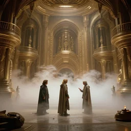 Michael Whelan and Peter Andrew Jones art direct Dune (1984) hyper detailed complex intricate set, volumetric fog, photorealistic, still from a movie, studio lighting, 8k, hd