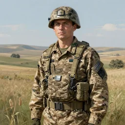american veteran gi, steppe landscape, camouflage uniform, intricate, elegant, digital painting, highly detailed, artstation, sharp focus, illustration, artgerm, aleksi briclot, rutkowski