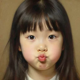 a detailed portrait of am adorable anime asian girl, cute pout, eyes, painting by gaston bussiere, craig mullins, j. c. leyendecker