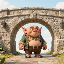 a troll living under a medieval bridge realistic 3 5 mm hdr professional photograph