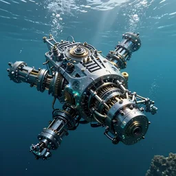 an ocean, that has mechanical parts in it, high resolution, 8k, cinematic
