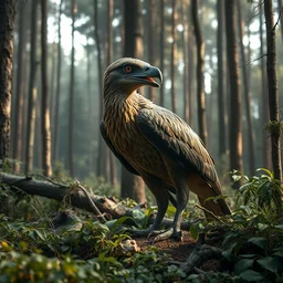 highly detailed photograph of a oil raptor in the forest, featured on pixiv