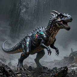 pearlescent black lilith! the ancient mother of all monsters!!, covered in iridescent glitter!!, raining ash, fine art masterpiece, highly detailed dino valls wayne barlowe machiej kuciara, dramatic lighting, long shot, side angle, uhd 8 k, sharp focus