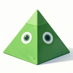 a green pyramid with an eye on it, digital art