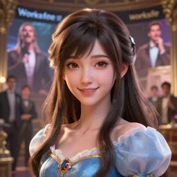 worksafe. insanely detailed. by wlop, ilya kuvshinov, krenz cushart, greg rutkowski, pixiv. zbrush sculpt, octane, maya, houdini, vfx. closeup gorgeous young cg gentle girlish feminine sissy boy with long hair, twintails hairstyle, dressed as princess, friendly smiling, in luxury advertisement. cinematic dramatic atmosphere, sharp focus, volumetric lighting