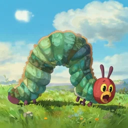 the very hungry caterpillar, cinematic, miyazaki, cel - shaded