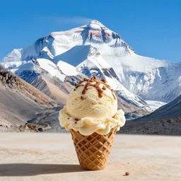 photo of mount everest made from neopolitan icecream