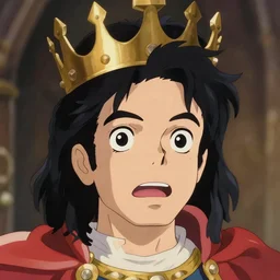 centered!! macro head portrait of medieval surprised king michael jackson, artstation, detailed cartoon, elegant, digital painting, concept art, smooth, sharp focus, illustration, ghibli, makoto shinkai, don bluth, fujita goro, jean giraud, akihiko yoshida, tom whalen 8 k