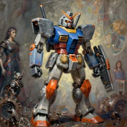 blue, orange, grey, maschinen krieger!, kitbash, gunpla, mold, dark, gothic, cyber, potato, fantasy, rust, metal, rivets, cogwheel, human, creature, mannequin, machinery, scuba mask, by giger, masahiro ito, junji ito, rough oil paint, underpainting, highlights, john signer sargent, dean cornwell, kow yokoyama, makoto kobayashi!!!!!!!