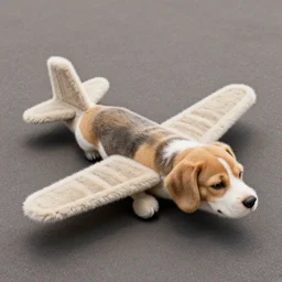 a beagle in the shape of a small airplane