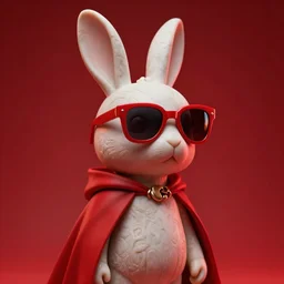 rabbit groot as marble statue, big red sunglasses, in red background, soft red texture, red realistic 3 d render, high red lights, 4 k, high detailed photography cape, 5 0 mm lens, rich red colors, smooth gradients, depth of field, cinematic