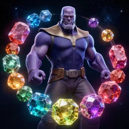thanos fighting in space with all infinite stones