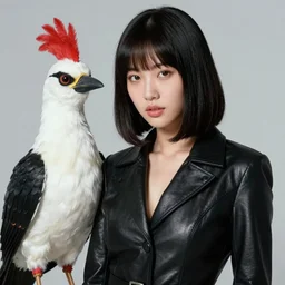 ektachrome, telephoto, highly detailed : incredibly realistic, youthful asian demure, exquisite features, feminine cut, photo 1 9 9 0 s frontiers in flight leather suit cosplay fashion, cass bird, butcher billy