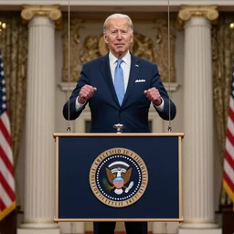 hyper realistic photograph of president joe biden on puppet strings
