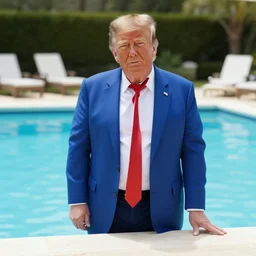 Donald trump posing by the pool, photograph