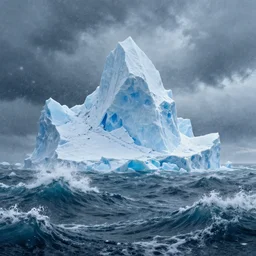 sea rough waves snowing iceberg, Game of Thrones, volumetric lighting, fantasy artwork, very beautiful scenery, very realistic painting effect, hd, hdr, cinematic 4k wallpaper, 8k, ultra detailed, high resolution, artstation