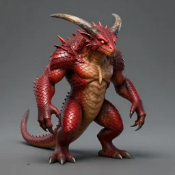 d & d kobold, male, red scales.