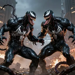 Venom and Dr. Octopus fighting each other