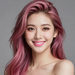 ultra realistic portrait of a hot woman, colorful hair, pink lips, gorgeous smile, stunning, hottest, 8K resolution, 3D, Octan render,