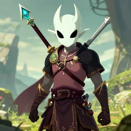 an in game portrait of zagreus from hades in the legend of zelda breath of the wild, breath of the wild art style.