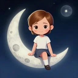 cute littleemma watson sitting on the moon, fantasy, concept art, artstation, tyler edlin, feng zhu, jparked, thomas karpi