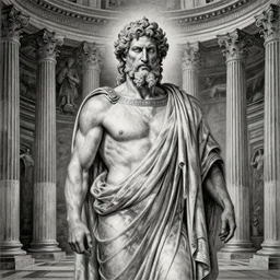 encaustic silverpoint immense regal portrait anthony hopkins wearing toga as zeus interior of mount olympus pantheon electrified badass god standing around