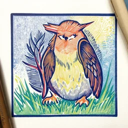 multicolor linocut