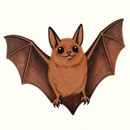 smiling little brown bat, futurism, linocut