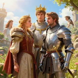 attractive king arthur pendragon and his attractive knight | | sunny, dreamlike art, realistic shaded, fine details, 4 k realistic, cryengine, realistic shaded lighting poster by greg rutkowski, magali villeneuve, artgerm, jeremy lipkin and michael garmash and rob rey
