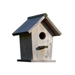 neon bird house, photorealistic, isolated on a pure white background, centered, entire object in frame, sharp focus, soft studio lighting