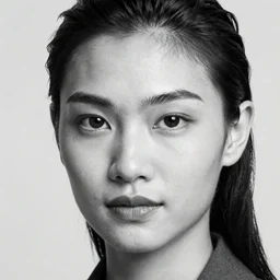 black and white vogue closeup portrait by herb ritts of a beautiful female model, cambodian, high contrast