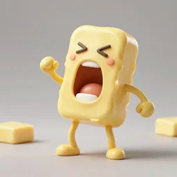 cartoon stick of butter screaming in pain, 4 k