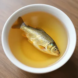 fish in a cup of tea, food photography