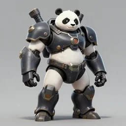 a panda mecha in doom, art by oleg bulakh,