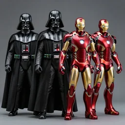 4 k hd, high detail photograph of darth vader and iron man, shot with sigma f / 4. 2, 2 5 0 mm sharp lens, wide shot, consistent, volumetric lighting, high level texture render