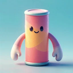 Cylindrical character with anthropomorphic arms, illustrated by Lydia Borutta, game engine lighting, volumetric lighting, (((((vivid))))) beautiful atmospheretrending on artstation, 4k, 8k